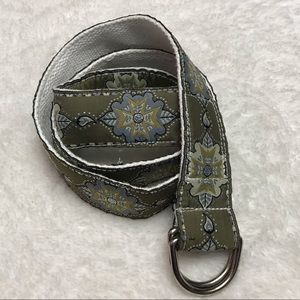 Equine Couture Leaf Motif Canvas D Ring Belt
